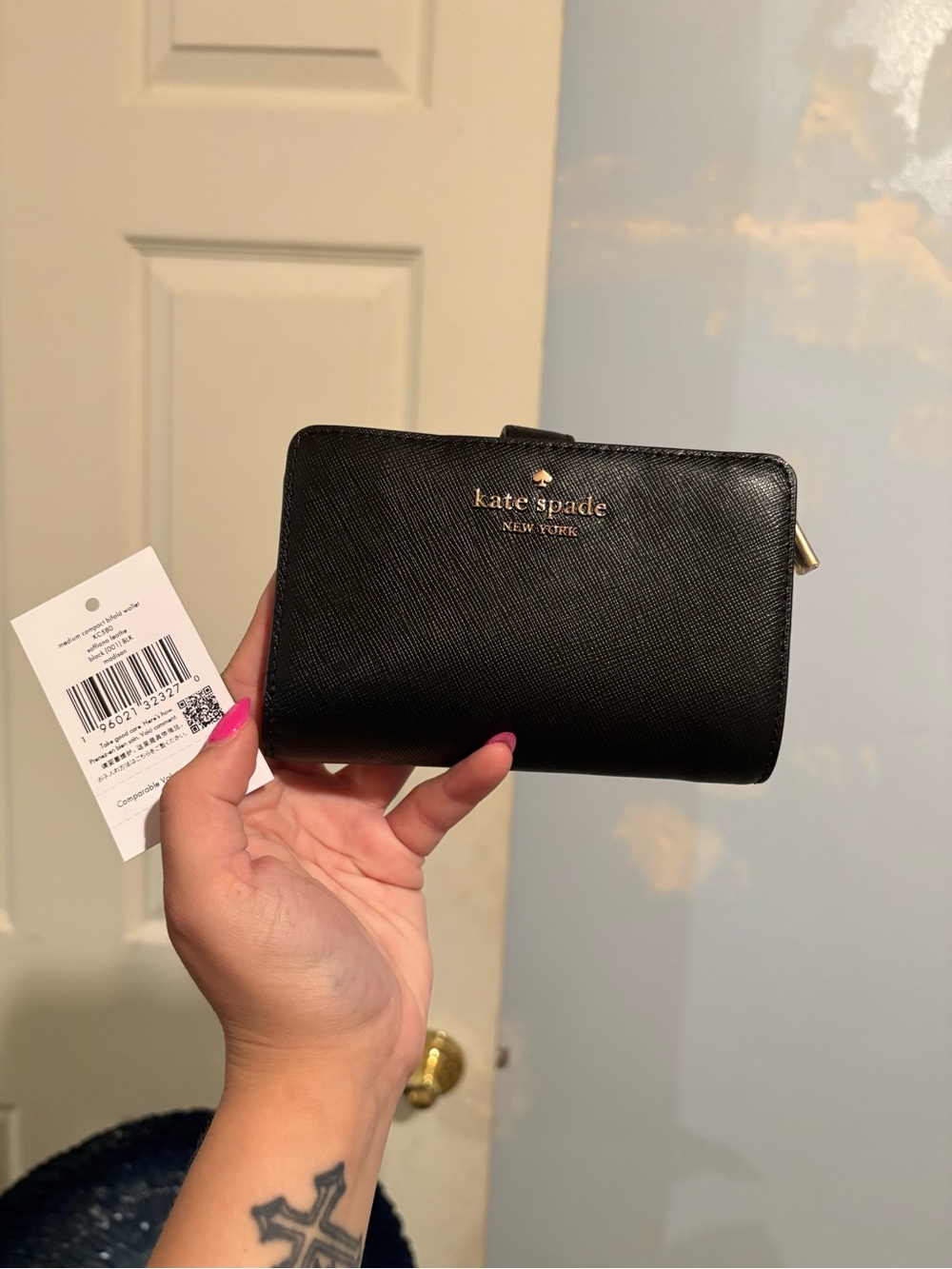 Kate Spade NWT Medium Compact Bifold Wallet Black